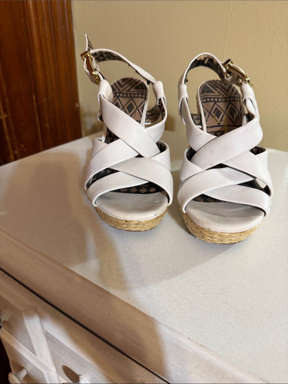 Jessica Simpson White Espadrille Wedge Sandals Size 7. Fair condition. $18